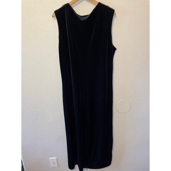 VTG Kathie Lee Collection Black Velvet Tank Midi Shirt Dress Size XL Whimsygoth - Picture 4 of 8